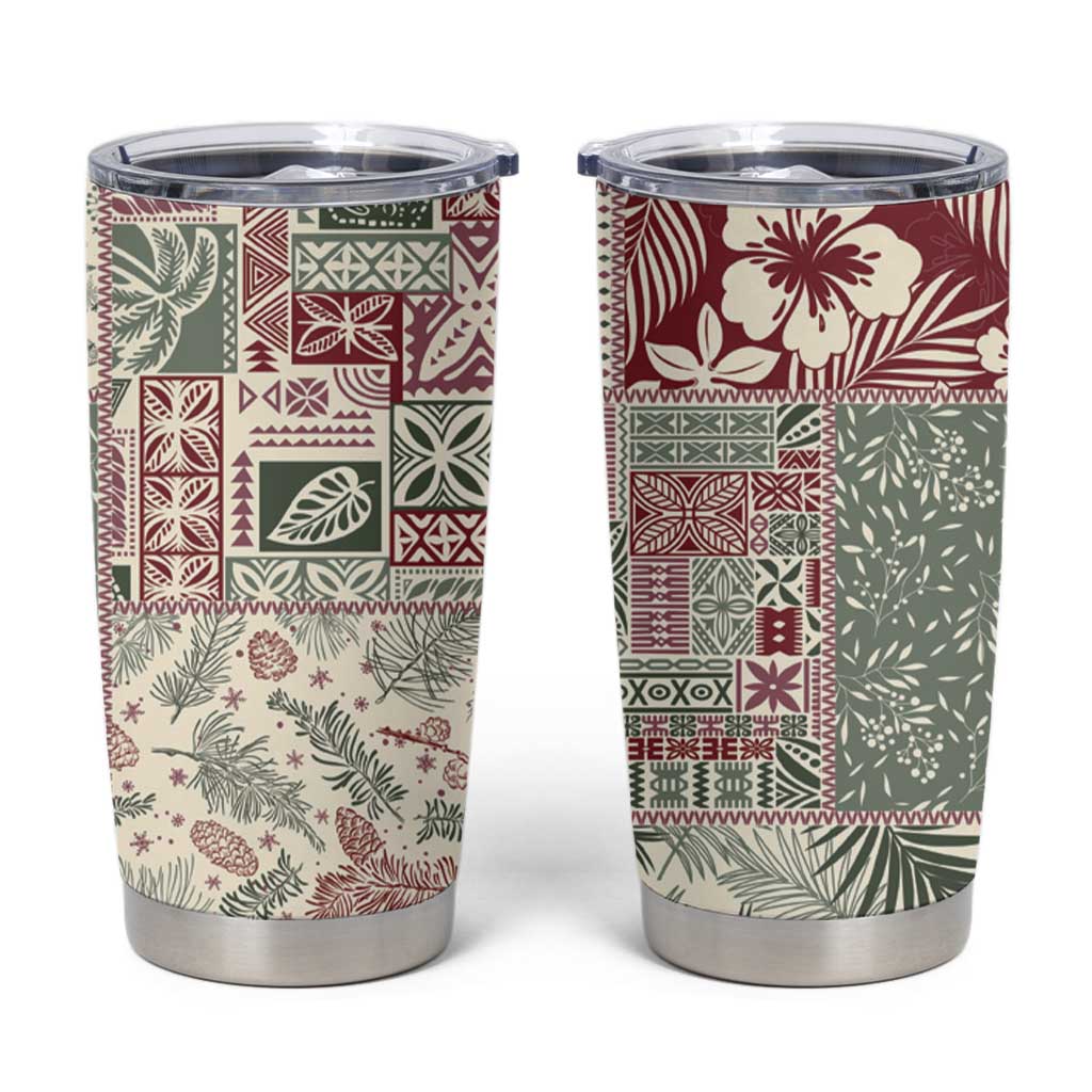 Aloha Hawaii Pastel Christmas Patchwork Tumbler Cup Classic Style - Polynesian Pride
