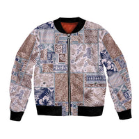 Aloha Hawaii Pastel Christmas Patchwork Bomber Jacket Rustic Style - Polynesian Pride