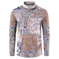 Aloha Hawaii Pastel Christmas Patchwork Button Sweatshirt Rustic Style - Polynesian Pride