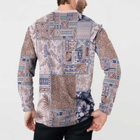 Aloha Hawaii Pastel Christmas Patchwork Button Sweatshirt Rustic Style - Polynesian Pride