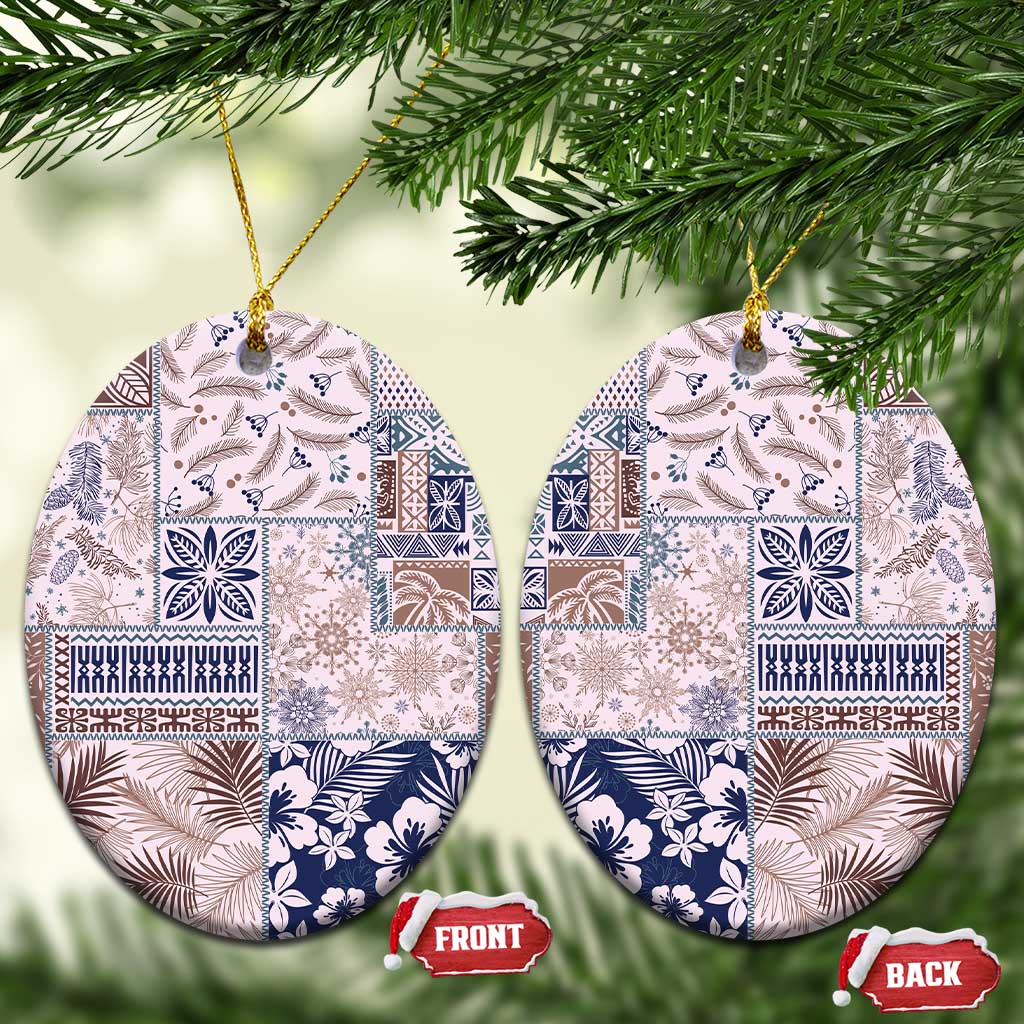 Aloha Hawaii Pastel Christmas Patchwork Ceramic Ornament Rustic Style - Polynesian Pride