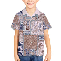 Aloha Hawaii Pastel Christmas Patchwork Family Matching Long Sleeve Bodycon Dress and Hawaiian Shirt Rustic Style - Polynesian Pride