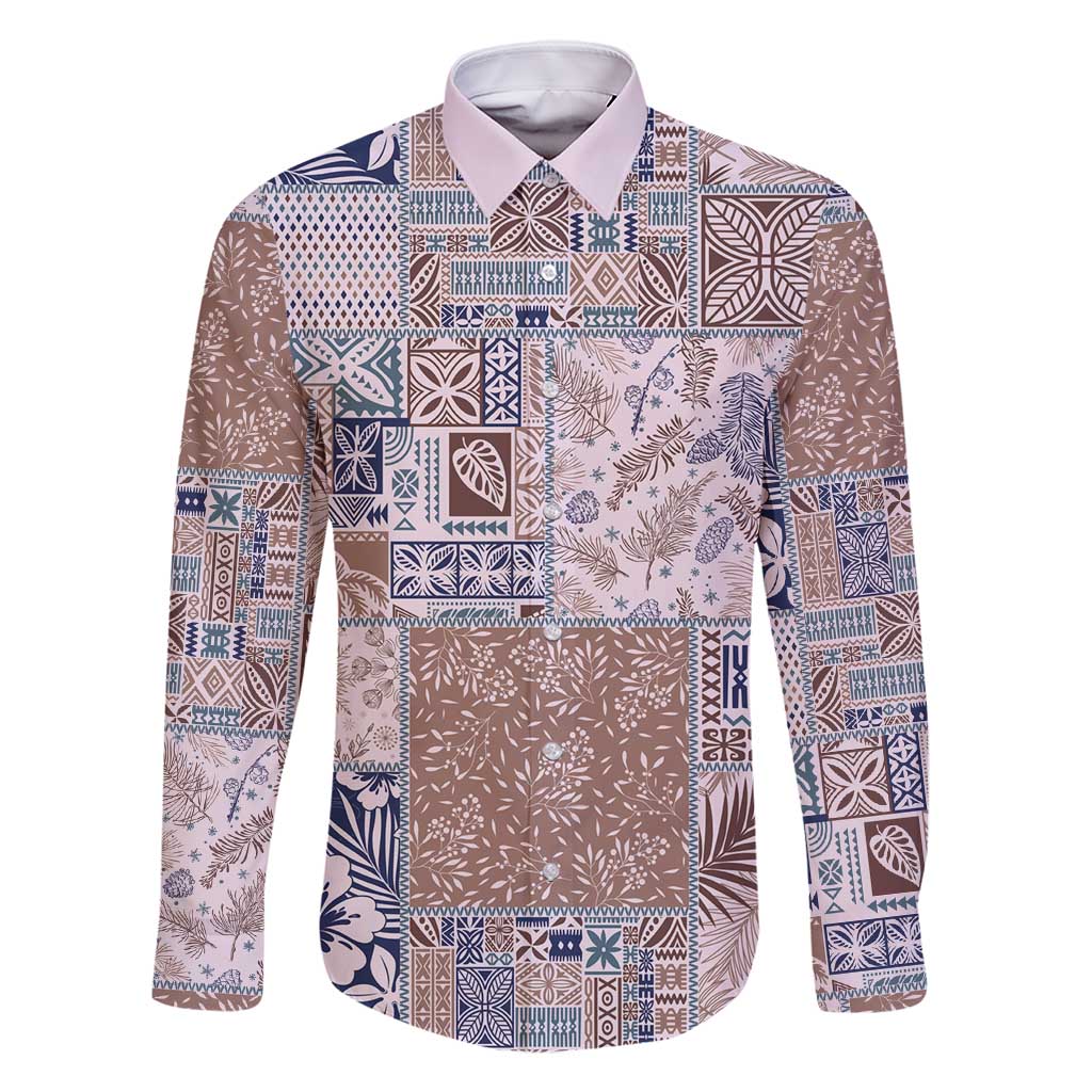 Aloha Hawaii Pastel Christmas Patchwork Family Matching Mermaid Dress and Hawaiian Shirt Rustic Style - Polynesian Pride