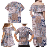 Aloha Hawaii Pastel Christmas Patchwork Family Matching Off Shoulder Maxi Dress and Hawaiian Shirt Rustic Style - Polynesian Pride