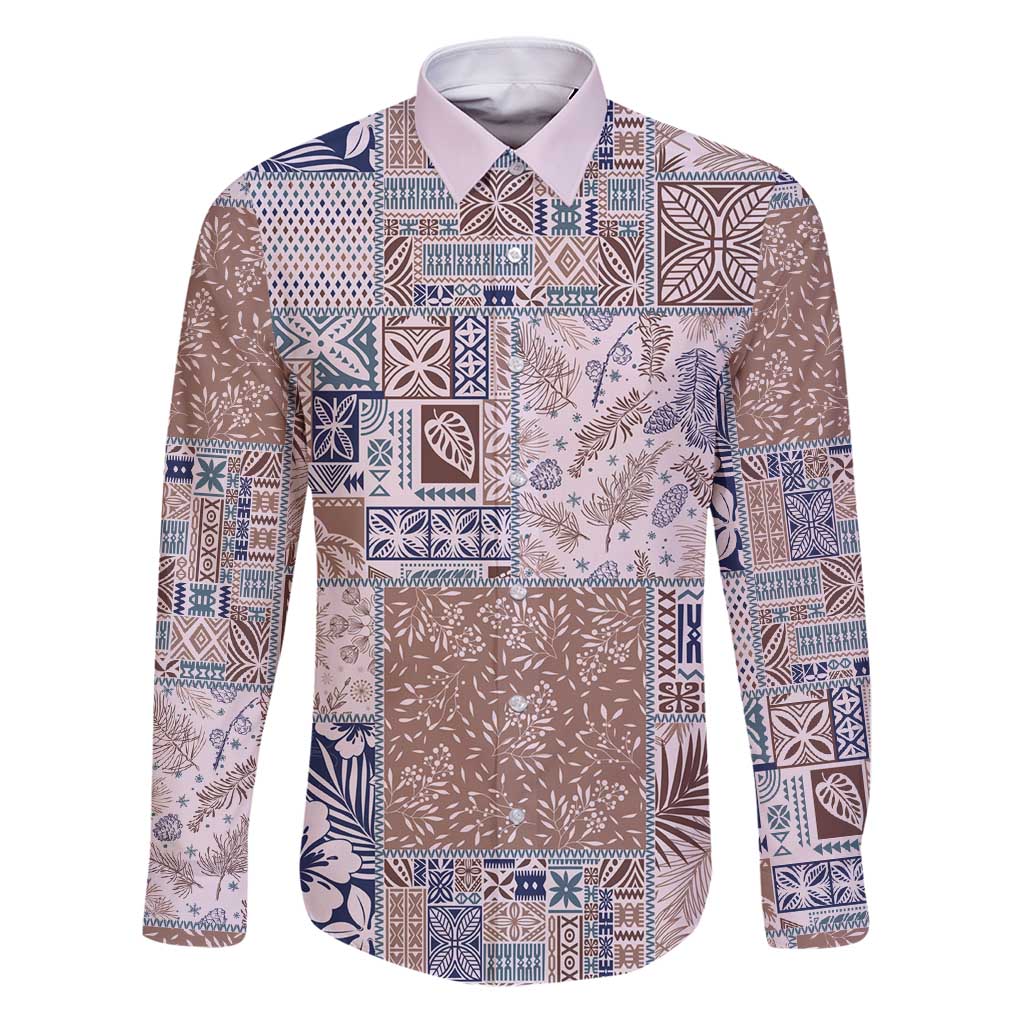 Aloha Hawaii Pastel Christmas Patchwork Family Matching Puletasi and Hawaiian Shirt Rustic Style - Polynesian Pride