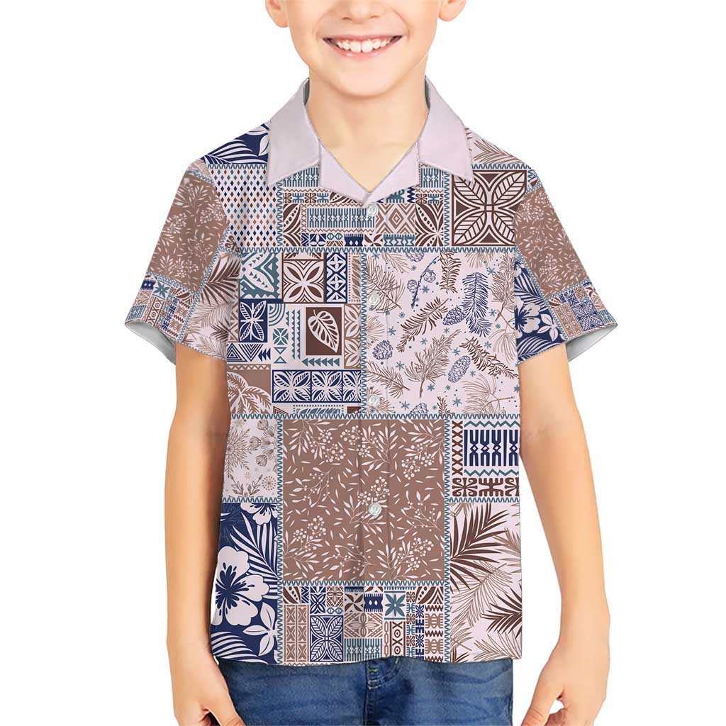 Aloha Hawaii Pastel Christmas Patchwork Family Matching Short Sleeve Bodycon Dress and Hawaiian Shirt Rustic Style - Polynesian Pride