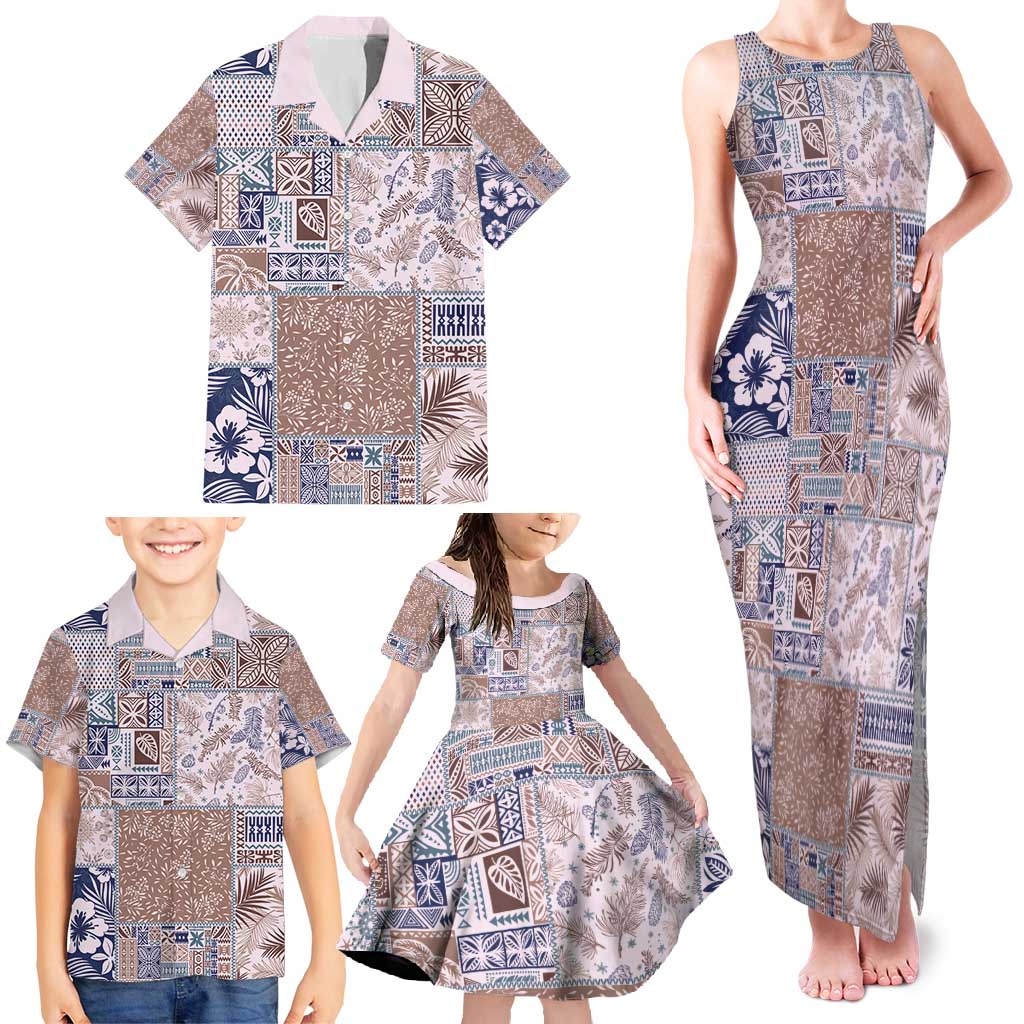 Aloha Hawaii Pastel Christmas Patchwork Family Matching Tank Maxi Dress and Hawaiian Shirt Rustic Style - Polynesian Pride