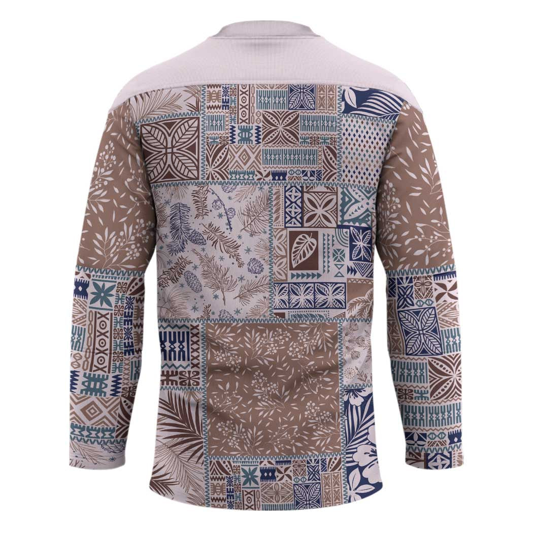 Aloha Hawaii Pastel Christmas Patchwork Hockey Jersey Rustic Style - Polynesian Pride