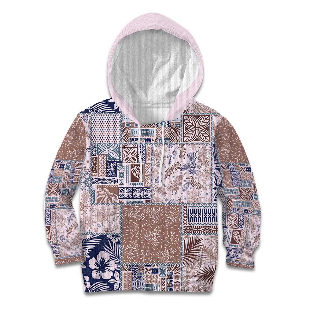 Aloha Hawaii Pastel Christmas Patchwork Kid Hoodie Rustic Style - Polynesian Pride