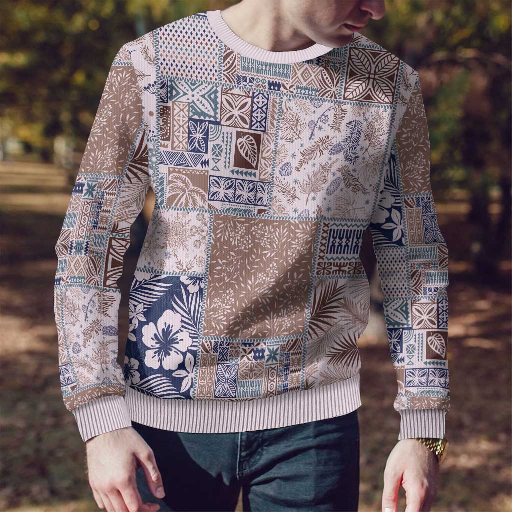 Aloha Hawaii Pastel Christmas Patchwork Ugly Christmas Sweater Rustic Style - Polynesian Pride