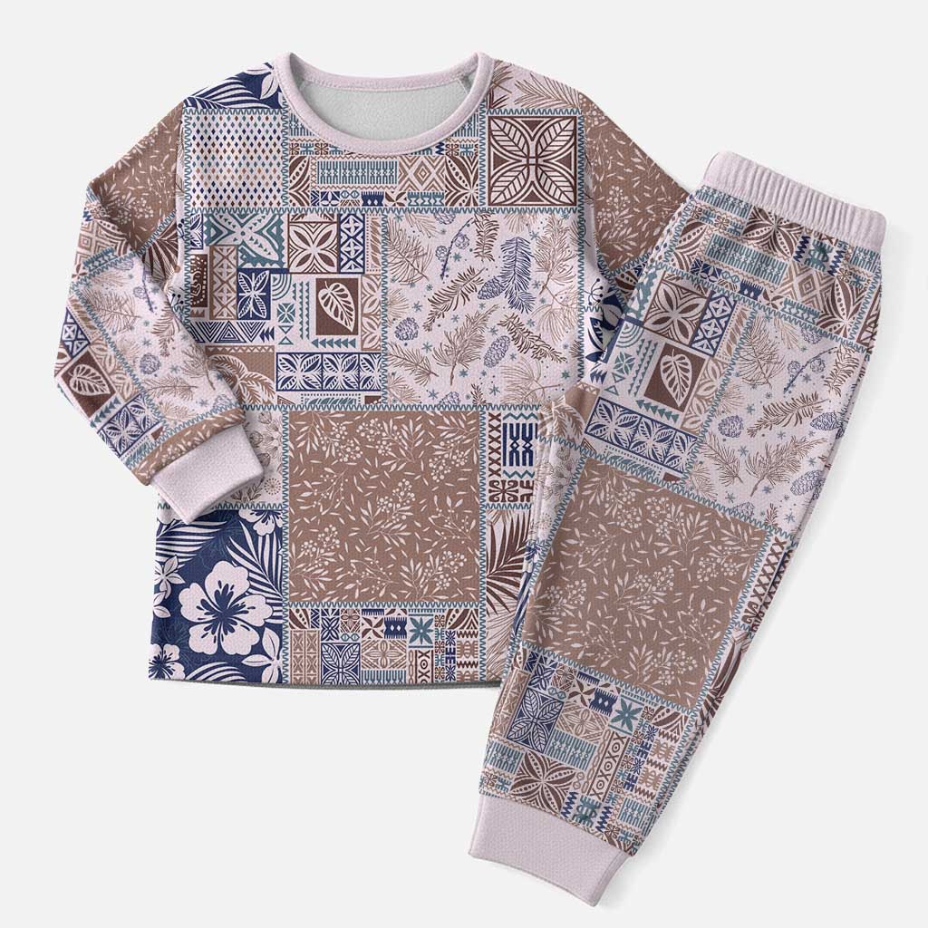 Aloha Hawaii Pastel Christmas Patchwork Christmas Pajama Set Rustic Style - Polynesian Pride