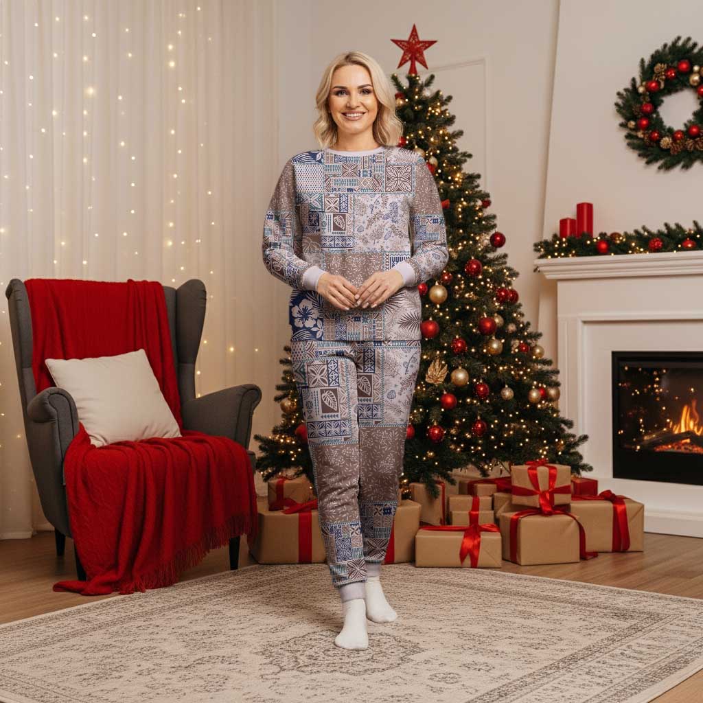 Aloha Hawaii Pastel Christmas Patchwork Christmas Pajama Set Rustic Style - Polynesian Pride
