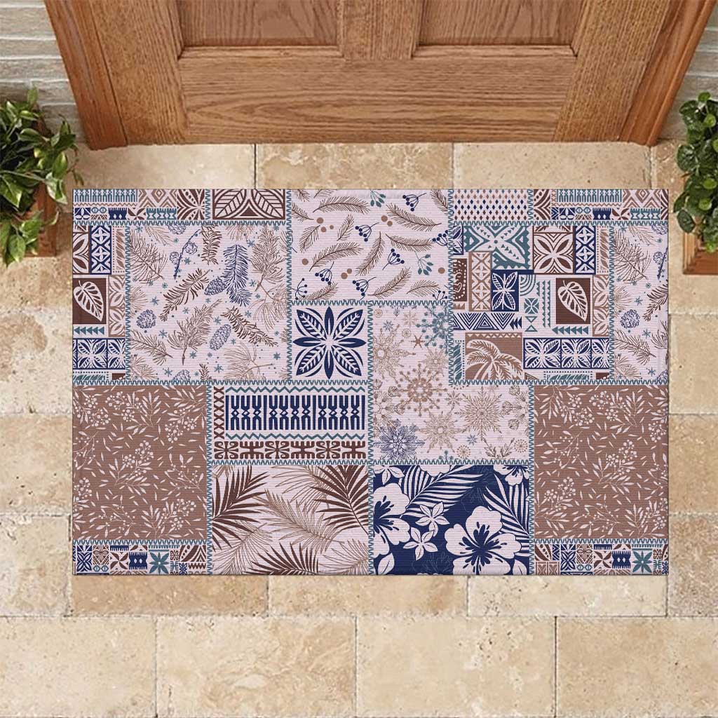 Aloha Hawaii Pastel Christmas Patchwork Rubber Doormat Rustic Style - Polynesian Pride
