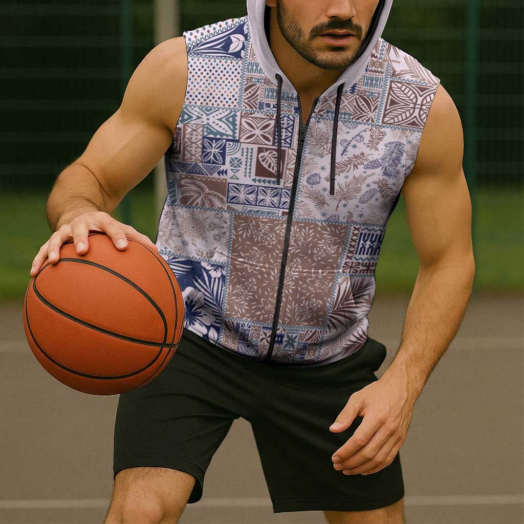Aloha Hawaii Pastel Christmas Patchwork Sleeveless Zip Hoodie Rustic Style LT7