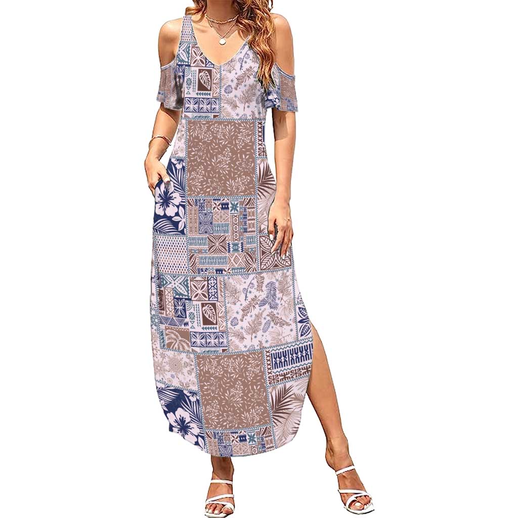Aloha Hawaii Pastel Christmas Patchwork Summer Maxi Dress Rustic Style - Polynesian Pride