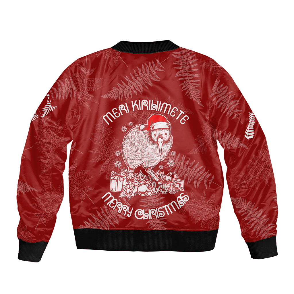 New Zealand Christmas Bomber Jacket Silver Fern Mix Kiwi Bird Ver01 LT7 - Polynesian Pride