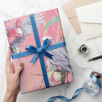 Australia Breast Cancer Awareness Wrapping Paper Pink Galah with Eucalyptus Flowers