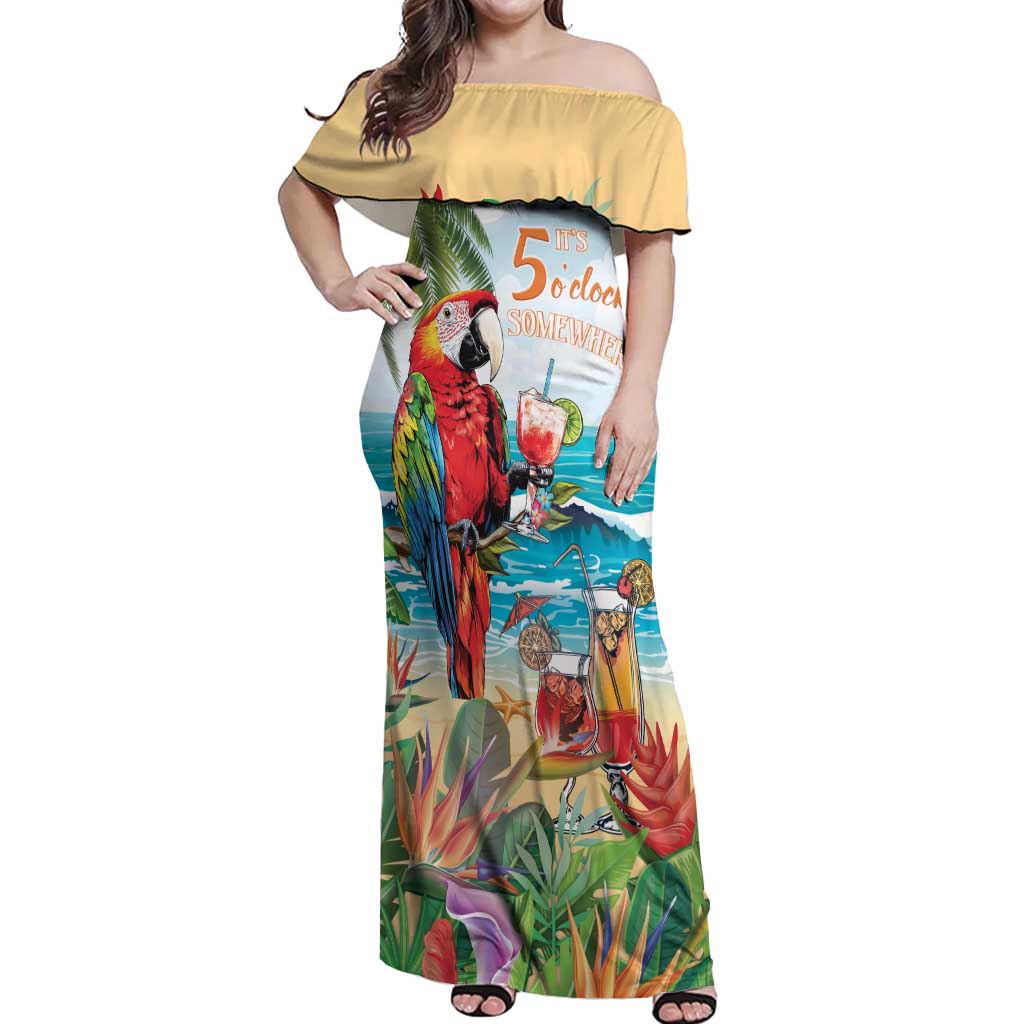 Aloha Hawaii Christmas Off Shoulder Maxi Dress It's 5 o'clock Somewhere