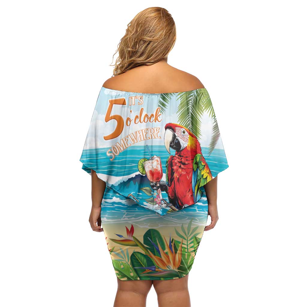 Aloha Hawaii Christmas Off Shoulder Short Dress It's 5 o'clock Somewhere