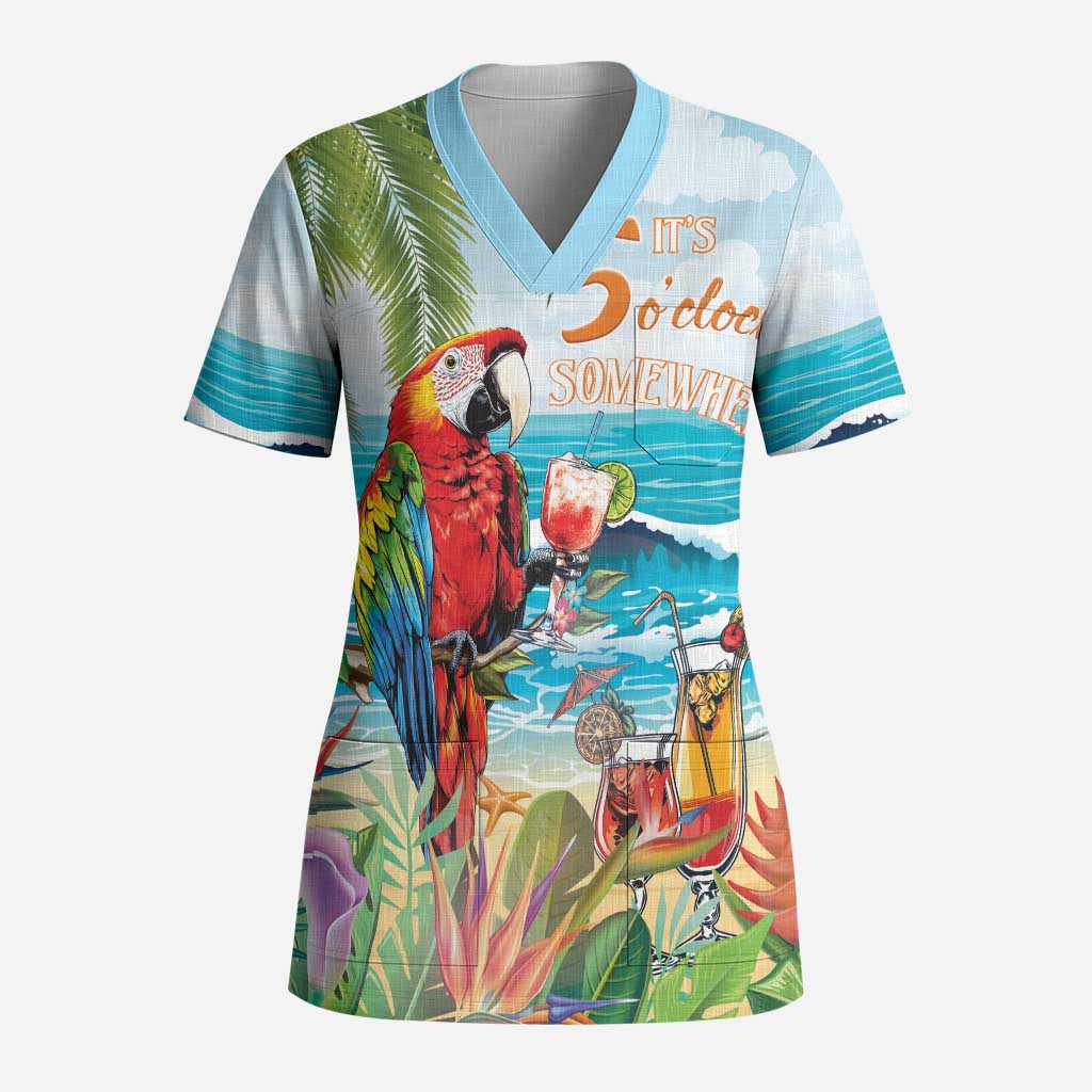Aloha Hawaii Christmas Scrub Top It's 5 o'clock Somewhere - Polynesian Pride