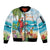 Aloha Hawaii Christmas Sleeve Zip Bomber Jacket It's 5 o'clock Somewhere