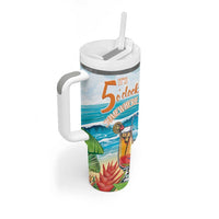 Aloha Hawaii Christmas Tumbler With Handle It's 5 o'clock Somewhere