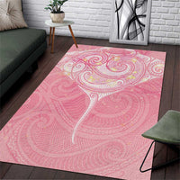 Breast Cancer Awareness Maori Aotearoa Area Rug Manta Ray - Pink Glaze - Polynesian Pride