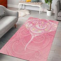 Breast Cancer Awareness Maori Aotearoa Area Rug Manta Ray - Pink Glaze - Polynesian Pride