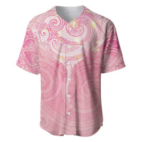 Breast Cancer Awareness Maori Aotearoa Baseball Jersey Manta Ray - Pink Glaze - Polynesian Pride