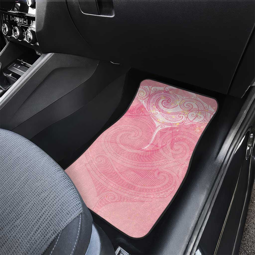Breast Cancer Awareness Maori Aotearoa Car Mats Manta Ray - Pink Glaze - Polynesian Pride