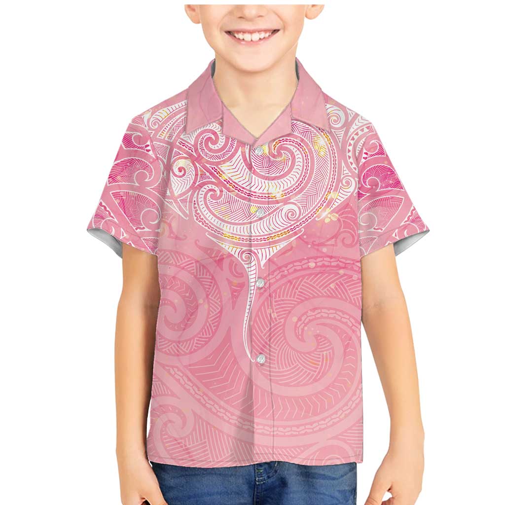 Breast Cancer Awareness Maori Aotearoa Family Matching Mermaid Dress and Hawaiian Shirt Manta Ray - Pink Glaze - Polynesian Pride