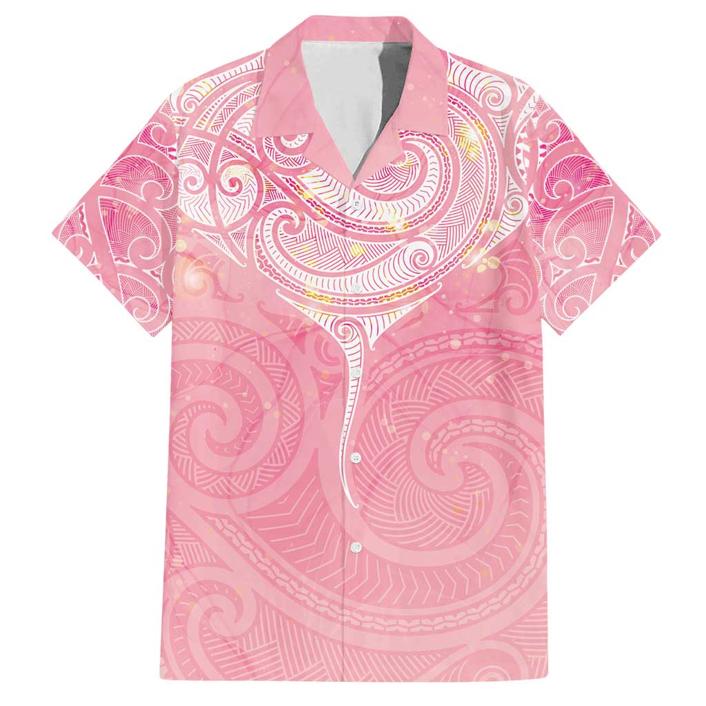 Breast Cancer Awareness Maori Aotearoa Family Matching Puletasi and Hawaiian Shirt Manta Ray - Pink Glaze - Polynesian Pride