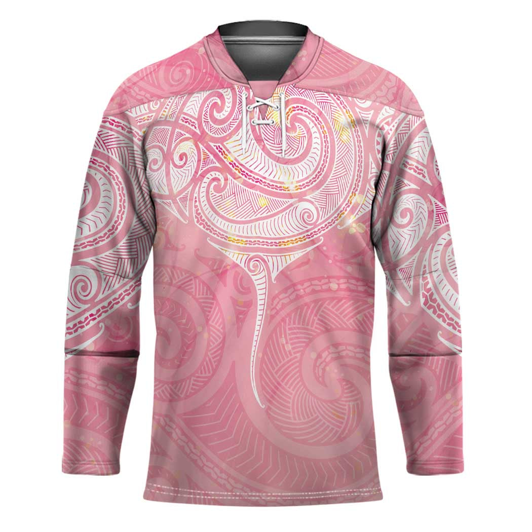 Breast Cancer Awareness Maori Aotearoa Hockey Jersey Manta Ray - Pink Glaze - Polynesian Pride