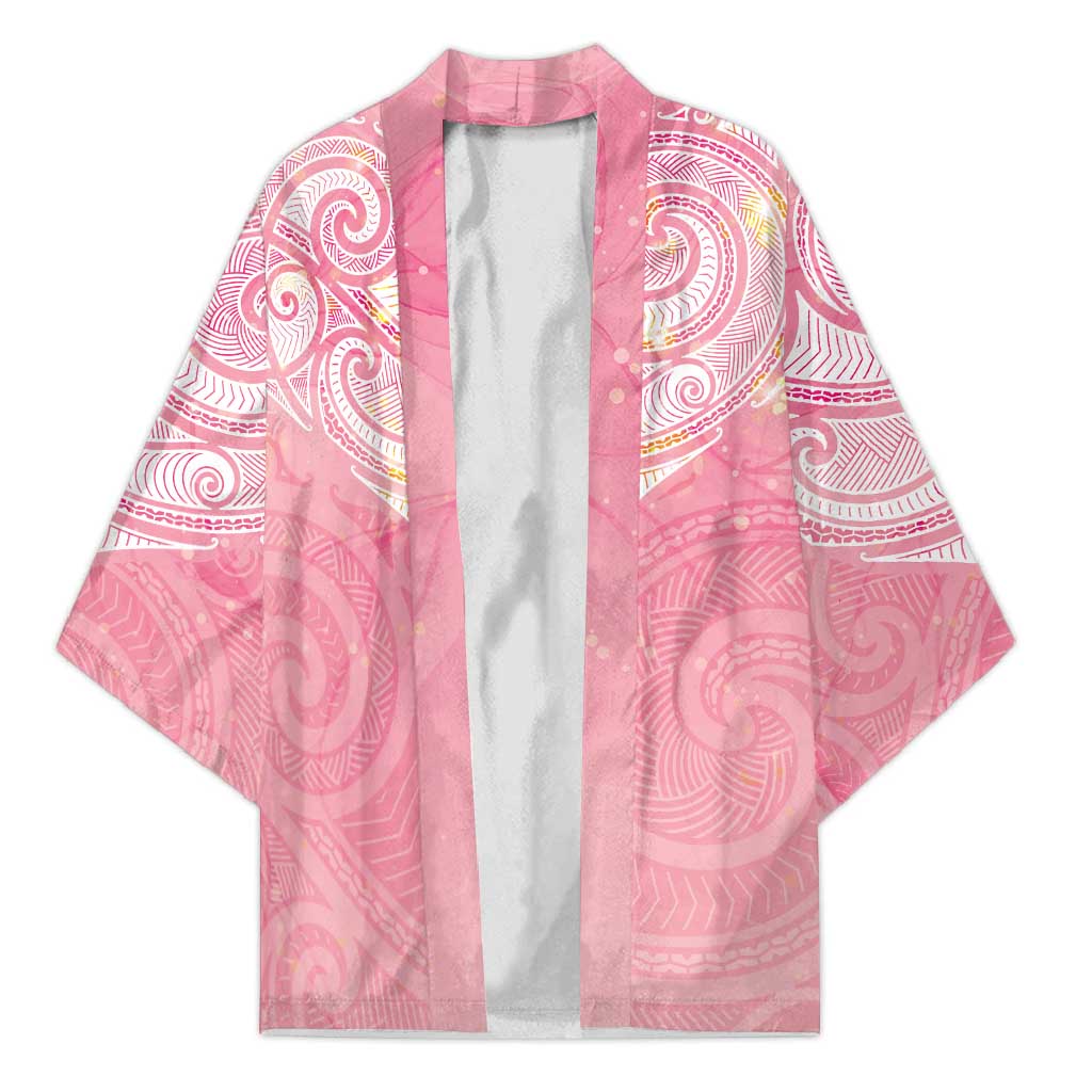 Breast Cancer Awareness Maori Aotearoa Kimono Manta Ray - Pink Glaze - Polynesian Pride