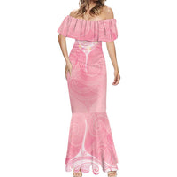 Breast Cancer Awareness Maori Aotearoa Mermaid Dress Manta Ray - Pink Glaze - Polynesian Pride