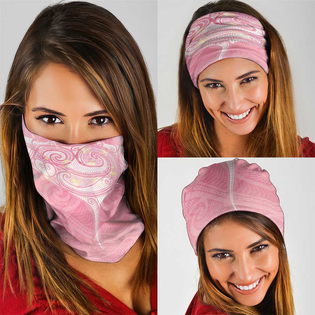 Breast Cancer Awareness Maori Aotearoa Neck Gaiter Manta Ray - Pink Glaze - Polynesian Pride