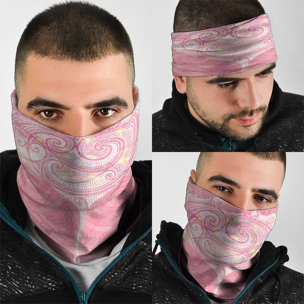Breast Cancer Awareness Maori Aotearoa Neck Gaiter Manta Ray - Pink Glaze - Polynesian Pride