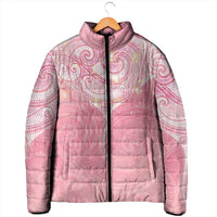 Breast Cancer Awareness Maori Aotearoa Padded Jacket Manta Ray - Pink Glaze - Polynesian Pride