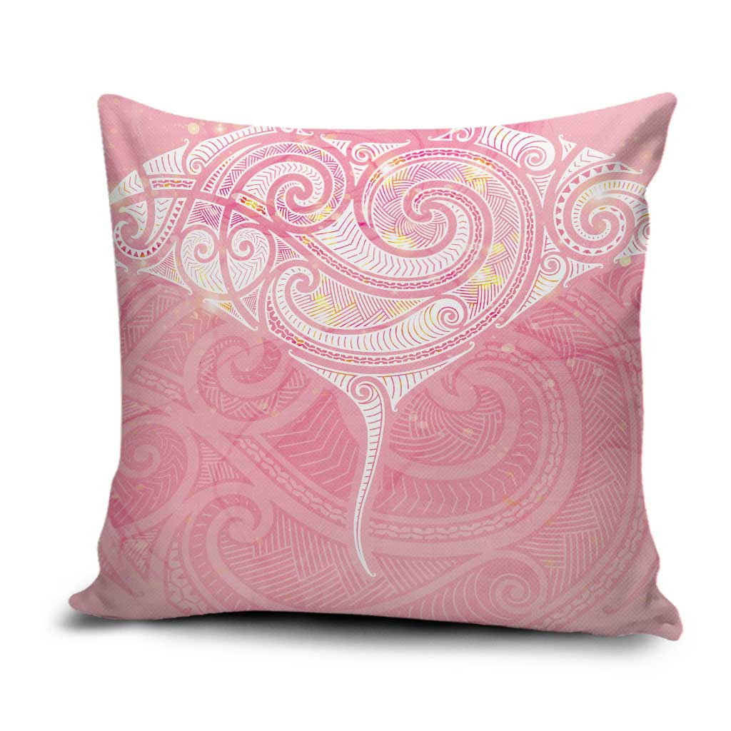 Breast Cancer Awareness Maori Aotearoa Pillow Cover Manta Ray - Pink Glaze - Polynesian Pride