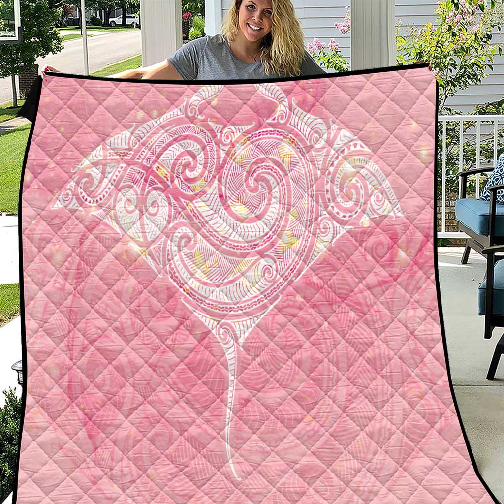 Breast Cancer Awareness Maori Aotearoa Quilt Manta Ray - Pink Glaze - Polynesian Pride