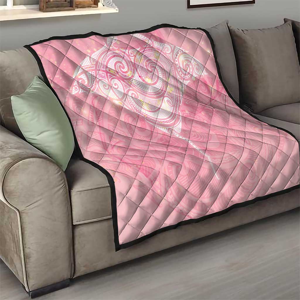 Breast Cancer Awareness Maori Aotearoa Quilt Manta Ray - Pink Glaze - Polynesian Pride