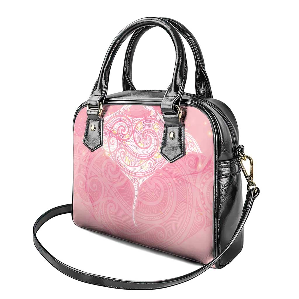 Breast Cancer Awareness Maori Aotearoa Shoulder Handbag Manta Ray - Pink Glaze - Polynesian Pride