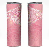 Breast Cancer Awareness Maori Aotearoa Skinny Tumbler Manta Ray - Pink Glaze - Polynesian Pride