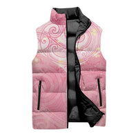 Breast Cancer Awareness Maori Aotearoa Sleeveless Puffer Jacket Manta Ray - Pink Glaze - Polynesian Pride