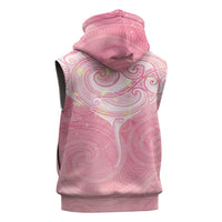 Breast Cancer Awareness Maori Aotearoa Sleeveless Zip Hoodie Manta Ray - Pink Glaze - Polynesian Pride