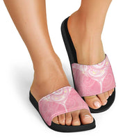 Breast Cancer Awareness Maori Aotearoa Slide Sandals Manta Ray - Pink Glaze - Polynesian Pride