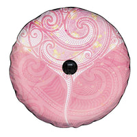 Breast Cancer Awareness Maori Aotearoa Spare Tire Cover Manta Ray - Pink Glaze - Polynesian Pride