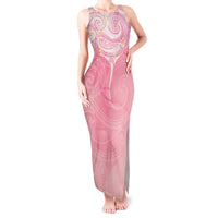 Breast Cancer Awareness Maori Aotearoa Tank Maxi Dress Manta Ray - Pink Glaze - Polynesian Pride