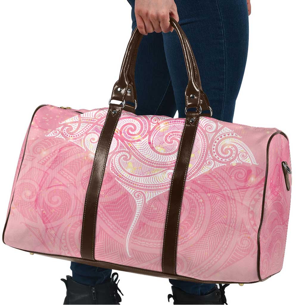 Breast Cancer Awareness Maori Aotearoa Travel Bag Manta Ray - Pink Glaze - Polynesian Pride