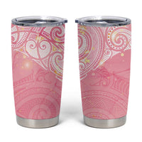 Breast Cancer Awareness Maori Aotearoa Tumbler Cup Manta Ray - Pink Glaze - Polynesian Pride
